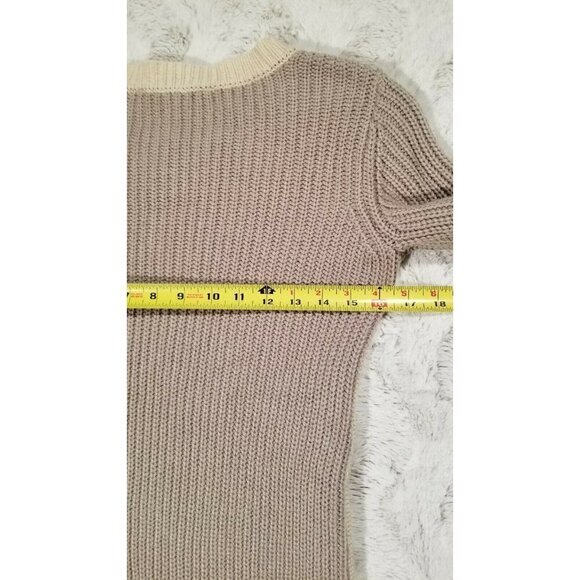 ✨️CL BCBG MAXAZRIA Cream Beige Taupe Long Sleeve Knit Sweater Dress Size XXS - Picture 9 of 10